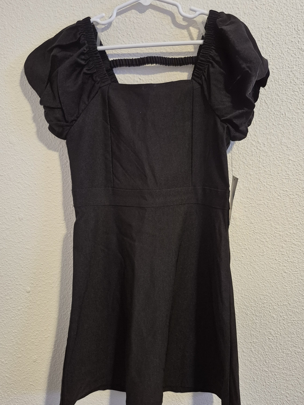 art class Black Puff Sleeve Square Neck Dress #246